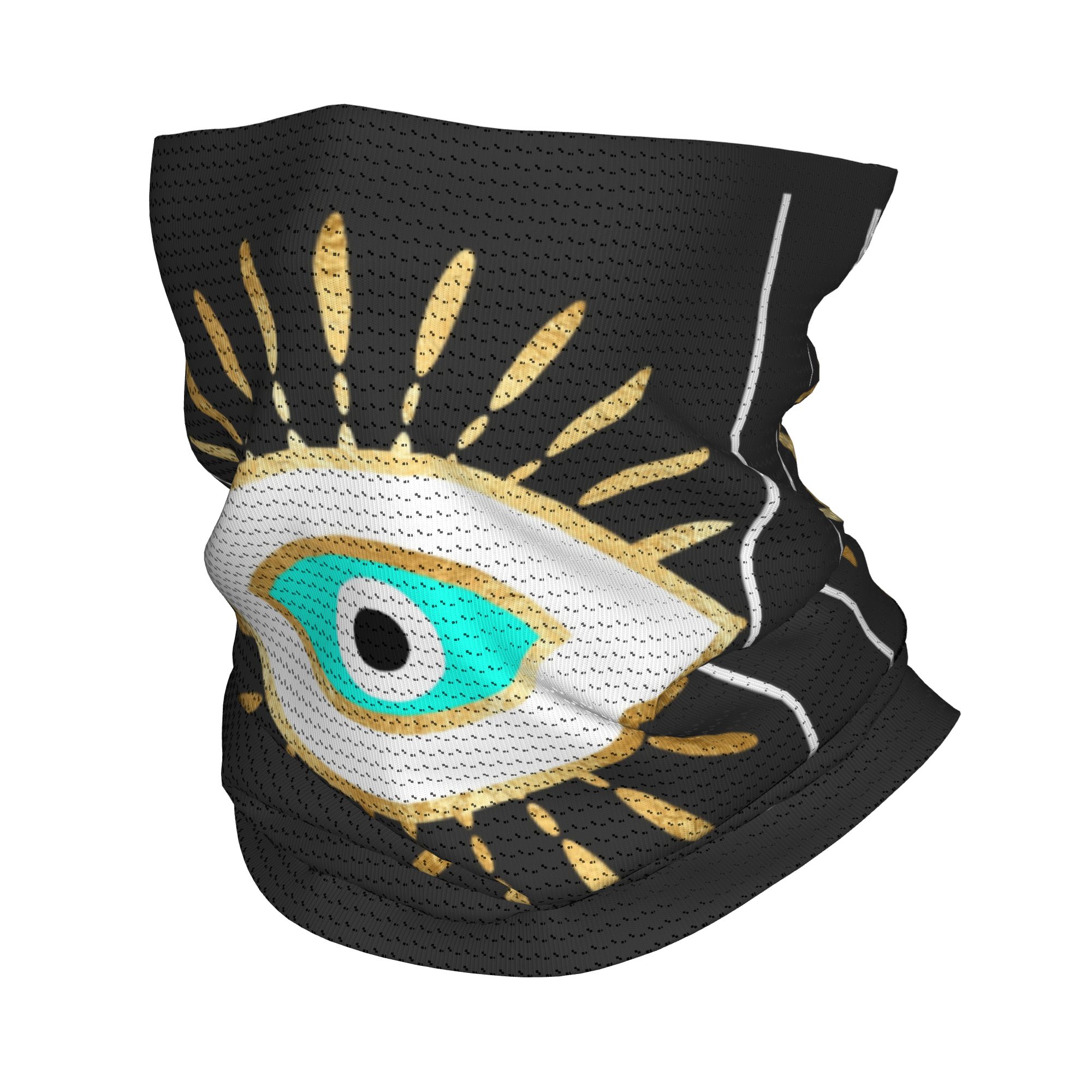 Neck Gaiter Face Cover - Hamsa Evil Eye Gold Foil Print