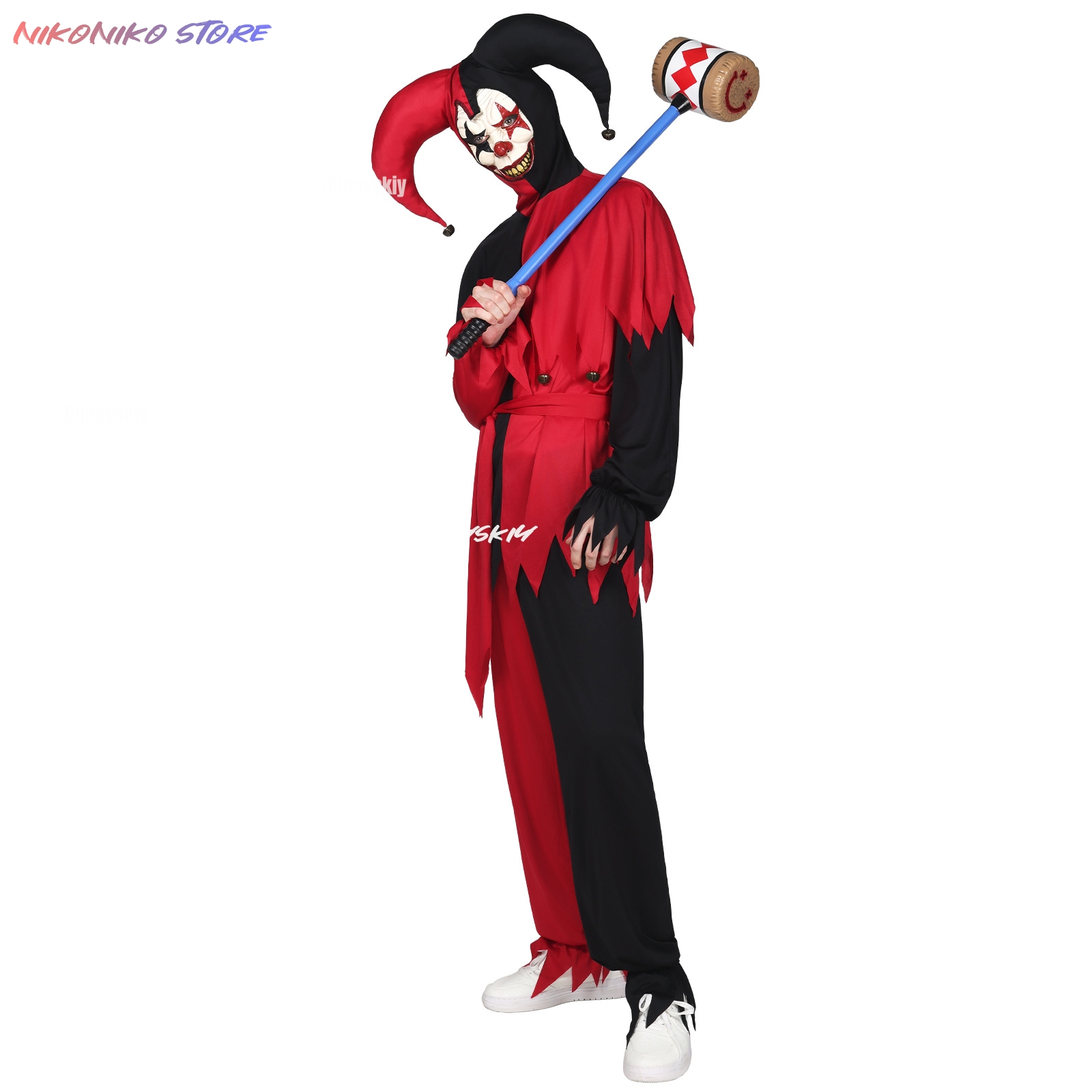 Red Black Jagged Jester Outfit - Black Face Mask Pack recension och pris