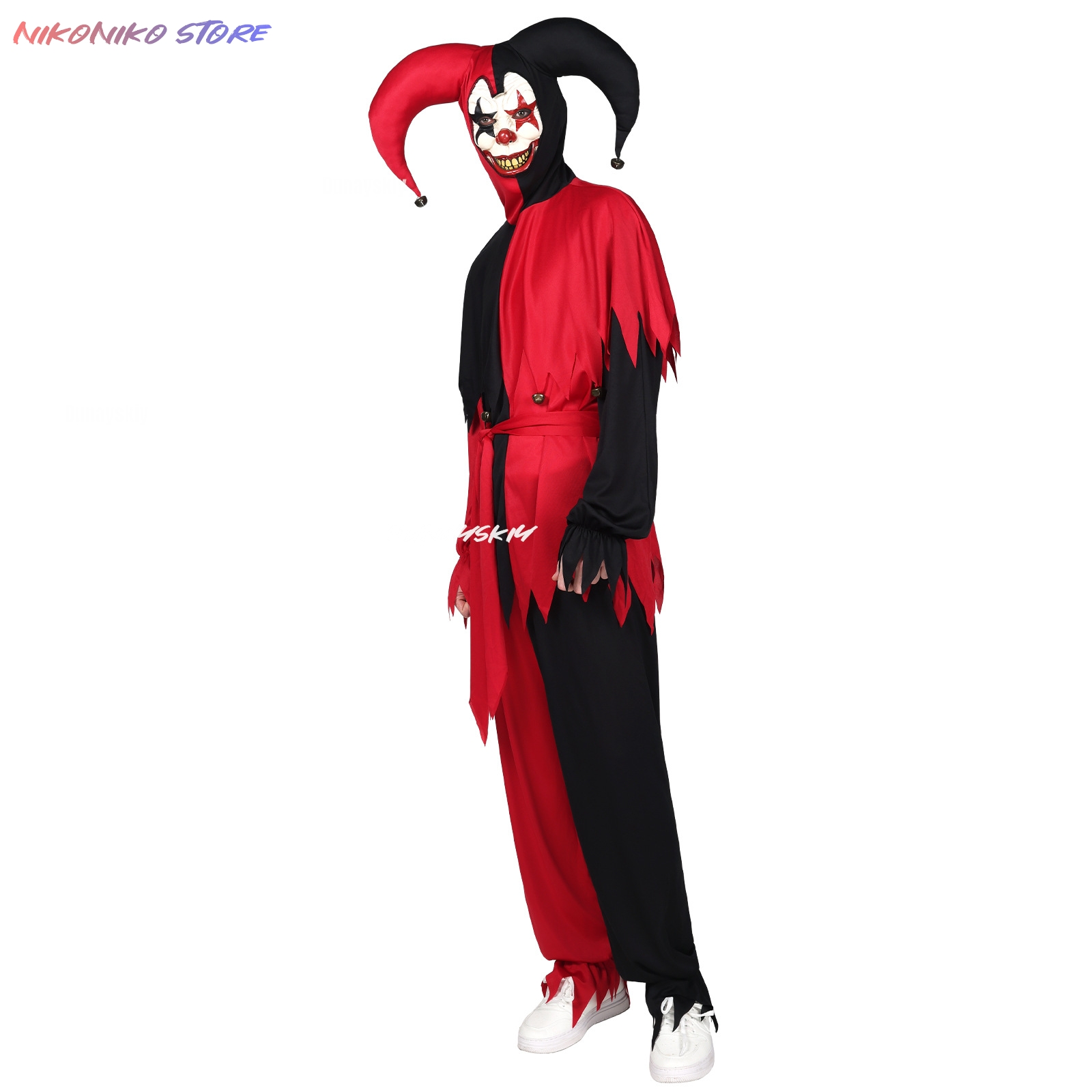 Red Black Jagged Jester Outfit - Black Face Mask Pack recension och pris