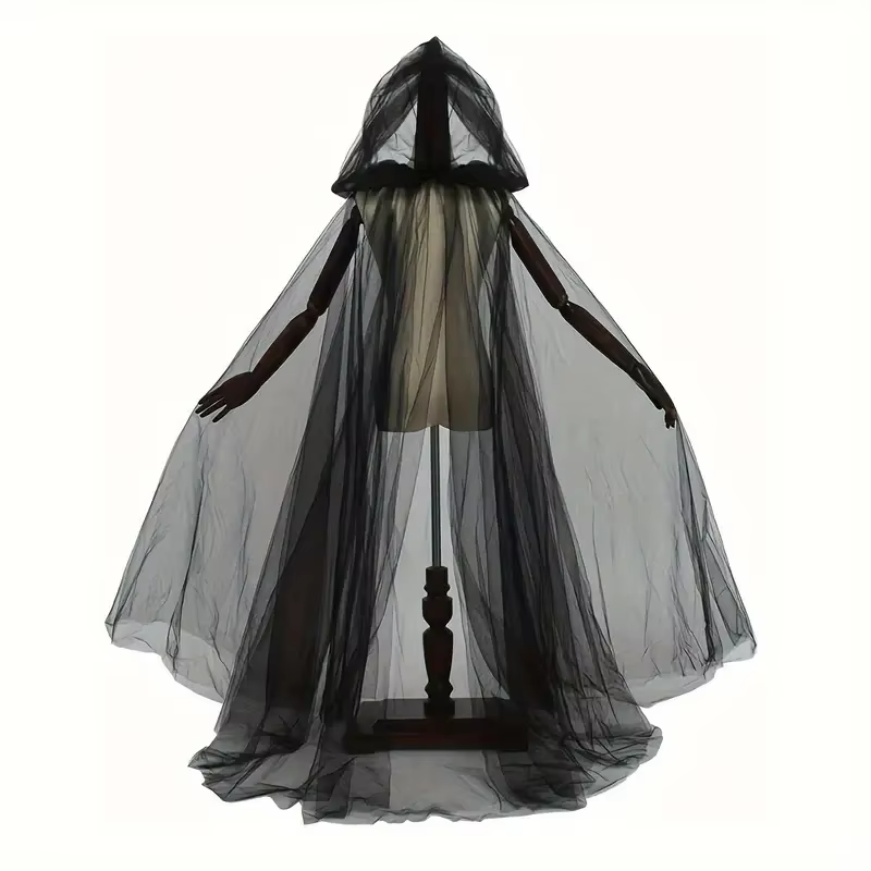 2Pcs Black Hooded Tulle Cape + - Black Face Mask Pack recension och pris